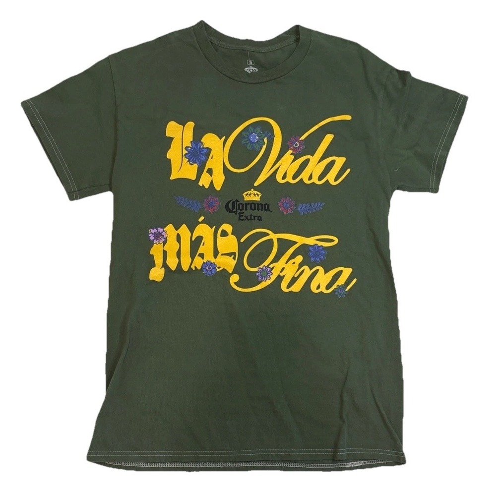 Corona Extra La Vida Mas Fina Mens‎ T-shirt Size Small Green